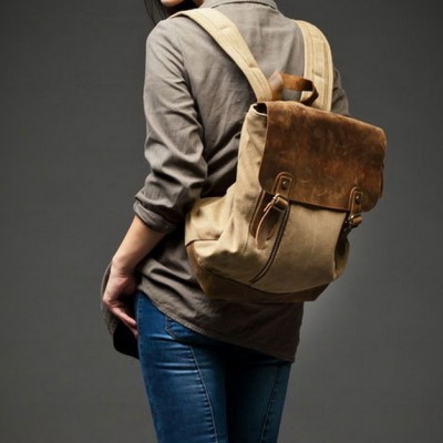 KA11 VINTAGE TAR 2™  Canvas und Leder  Damen Rucksack auch als Umhängetasche Schultertasche